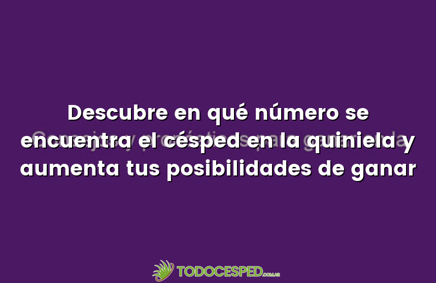 Descubre en qué número se encuentra el césped en la quiniela y aumenta tus posibilidades de ganar